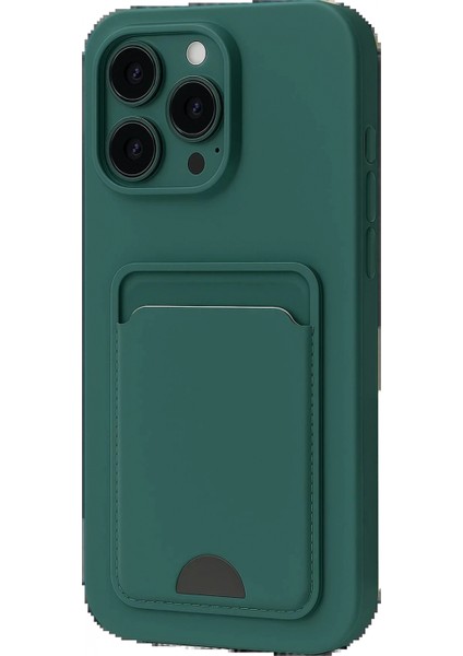 iPhone 16 Pro Kılıf Kelvin Kartvizitli Silikon - Koyu Yeşil