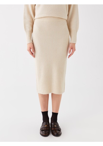 Yeni Sezon Kadın Beli Lastikli Düz Triko Etek fırsatları