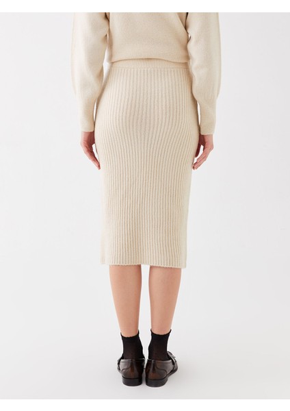 Yeni Sezon Kadın Beli Lastikli Düz Triko Etek indirimleri