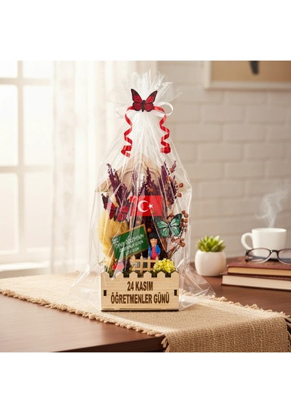 Mini Okul Saksı Hediye Sepeti - Öğretmenler Günü Hediyesi modelleri