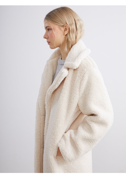 Yeni Sezon Ceket Yaka Kadın Pelüş Kaban