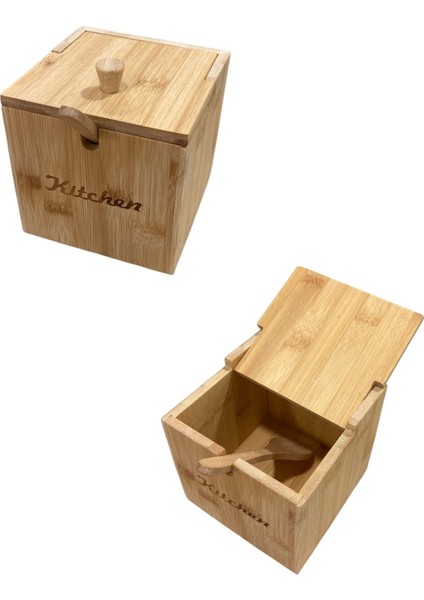 Bmabu Kapaklı ve Kaşıklı Şekerlik - Tuzluk - Baharatlık Veya Baharat Kabı 12 cm * 12 cm fiyatları