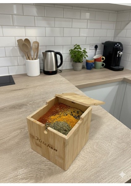 Bmabu Kapaklı ve Kaşıklı Şekerlik - Tuzluk - Baharatlık Veya Baharat Kabı 12 cm * 12 cm modelleri