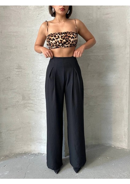 Lvsqvr Pileli Keten Pantolon S255046 Siyah (Beden: M)