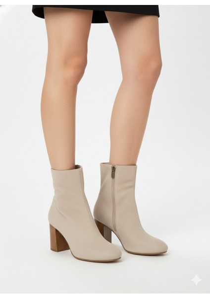 Süet Fermuarlı Önü Düz Kolay Giyilebilir Topuklu Kısa Sade Klasik Bot Bootie fırsatları