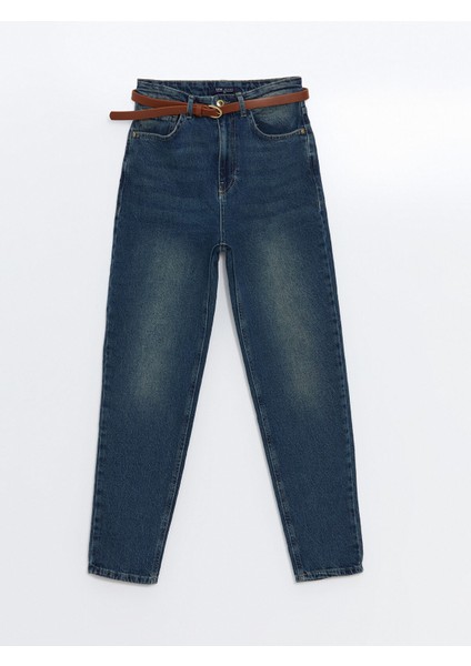 Yeni Sezon Beli Kemerli Mom Fit Kadın Jean Pantolon indirimleri