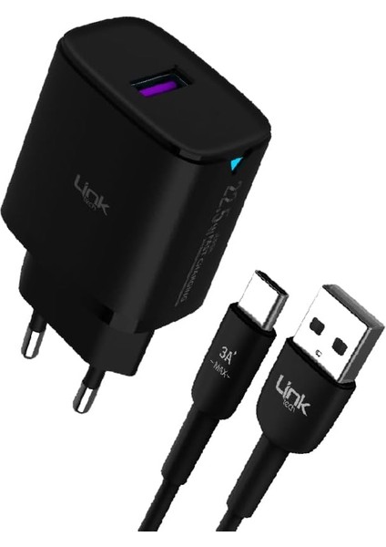 C306 22.5W Qc3.0 USB Çıkışlı Type-C Kablolu Şarj Aleti Siyah