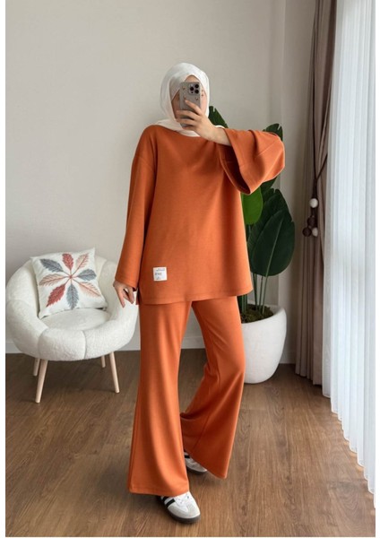 Kadın Ispanyol Paça Pantolon Ikili Takım M25114 - Turuncu