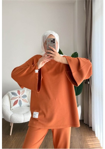 Kadın Ispanyol Paça Pantolon Ikili Takım M25114 - Turuncu modelleri