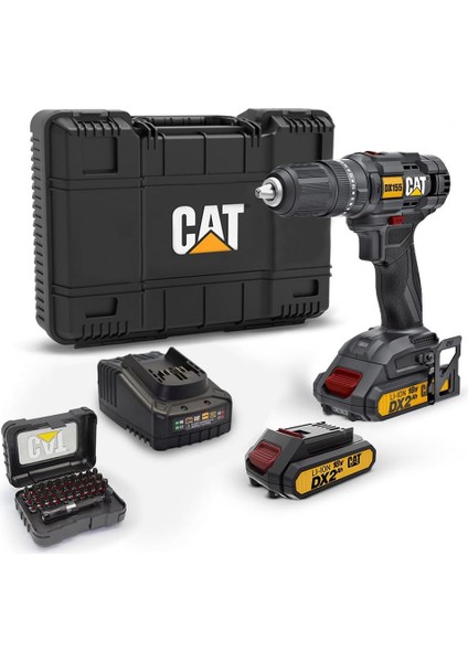 DX155.1SET 18 VOLT/2.0AH Li-Ion Çift Akülü Profesyonel Şarjlı Darbeli Matkap + DA01901 32 Parça Vidalama Uç Seti