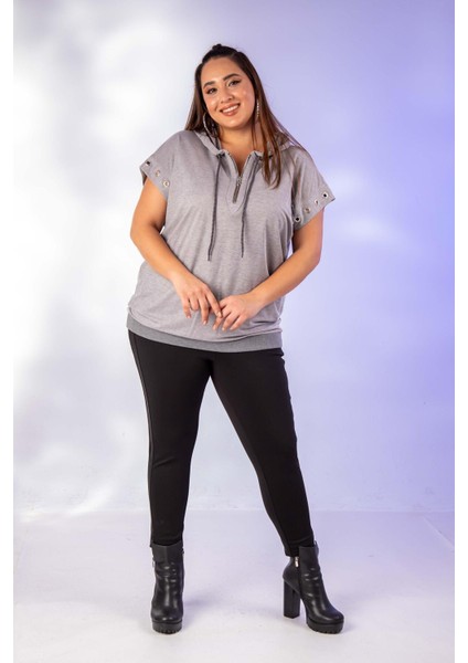 Kadın 12224123 Kuş Gözlü Gri Sweatshirt