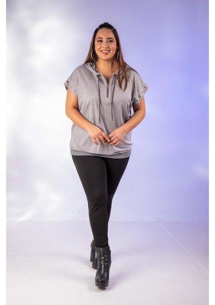 Kadın 12224123 Kuş Gözlü Gri Sweatshirt modelleri