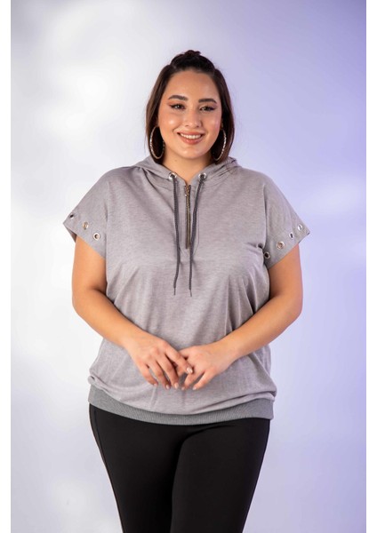 Kadın 12224123 Kuş Gözlü Gri Sweatshirt