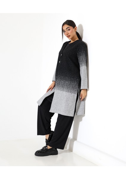 Düğme Kapama Örme Ceket Üç Parça Takım