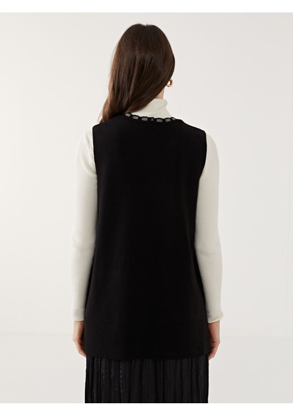 Yeni Sezon V Yaka Desenli Kadın Triko Yelek indirimleri