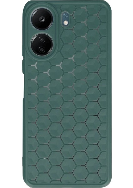 Xiaomi Redmi 13C Kılıf Petek Silikon Kapak - Koyu Yeşil