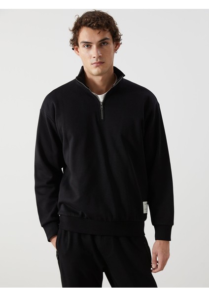 Yeni Sezon Dik Yaka Uzun Kollu Erkek Kalın Sweatshirt