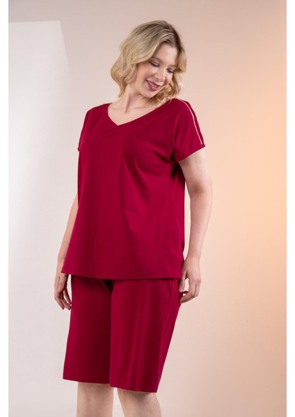 Kadın Büyük Beden Fermuar Detaylı Bordo Bluz fiyatları