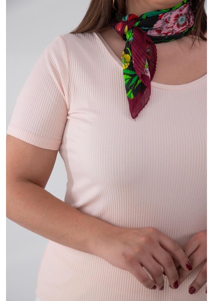 Kadın Büyük Beden Geniş Yaka Basıc Somon Bluz indirimleri