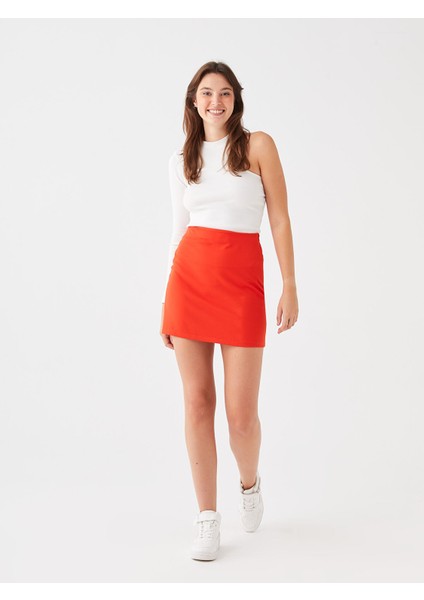 Yeni Sezon Kadın Beli Fermuarlı Düz Mini Etek