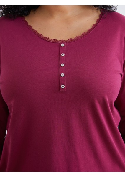 Yeni Sezon Bisiklet Yaka Baskılı Kadın Pijama Takımı modelleri