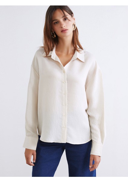 Yeni Sezon Çizgili Poplin Kadın Gömlek