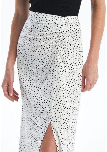 Yeni Sezon Beli Fermuarlı Puantiyeli Kadın Etek modelleri