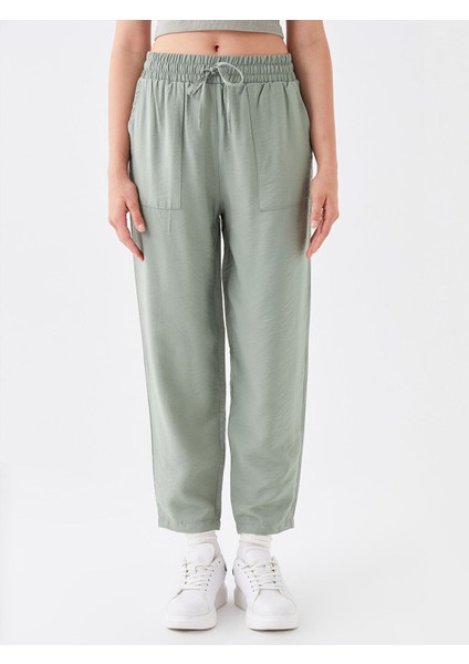 Yeni Sezon Beli Lastikli Rahat Kalıp Keten Görünümlü Kadın Pantolon fırsatları