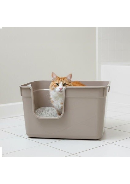 Tanos Yarı Açık Kedi Tuvaleti 54X40X32 - Bej fiyatları