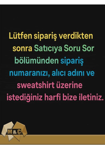 Kişiye Özel Parlak Taş Harf Işlemeli Siyah Uzun Kollu Iki Iplik Sweatshirt-Genç Teenage fiyatları