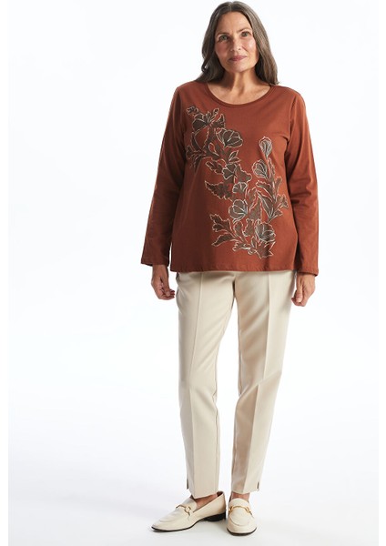 Yeni Sezon Bisiklet Yaka Baskılı Uzun Kollu Kadın Tişört fiyatları