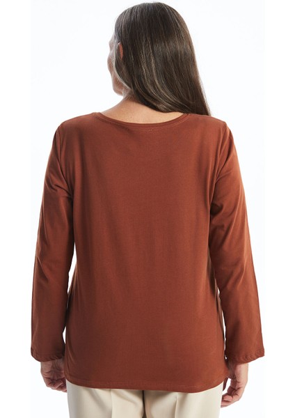 Yeni Sezon Bisiklet Yaka Baskılı Uzun Kollu Kadın Tişört fırsatları