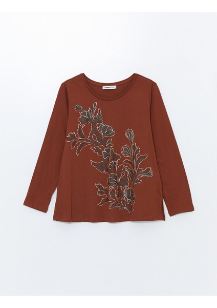 Yeni Sezon Bisiklet Yaka Baskılı Uzun Kollu Kadın Tişört indirimleri