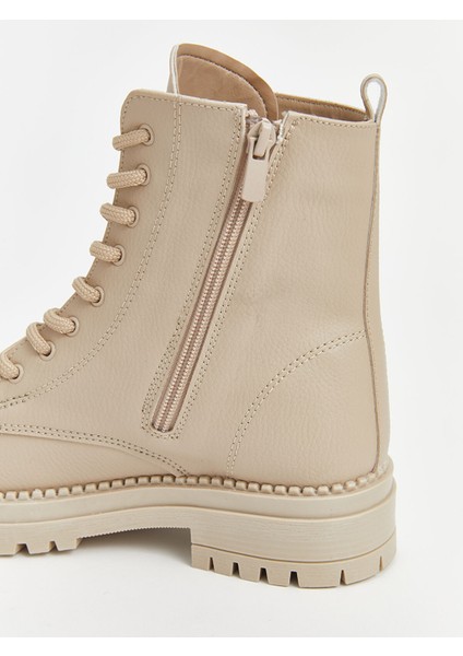 Yeni Sezon Bağcıklı Deri Görünümlü Kadın Bot indirimleri