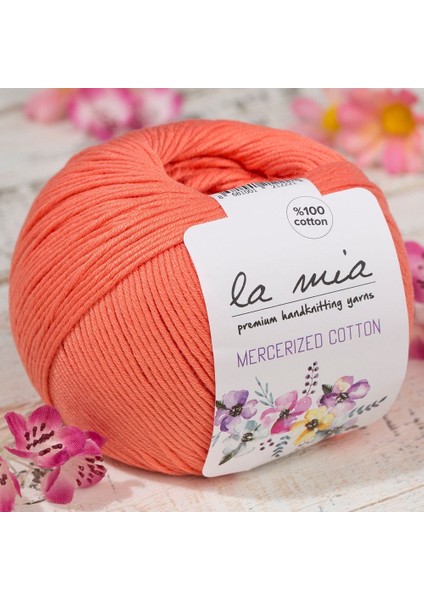 La Mia Mercerized Cotton Turuncu El Örgü Ipi - 13 - 33598