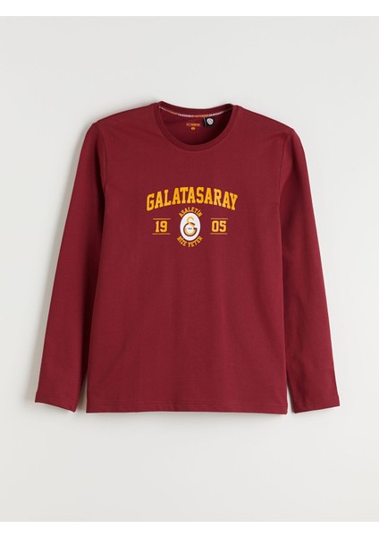 Yeni Sezon Bisiklet Yaka Galatasaray Baskılı Erkek Pijama Üst