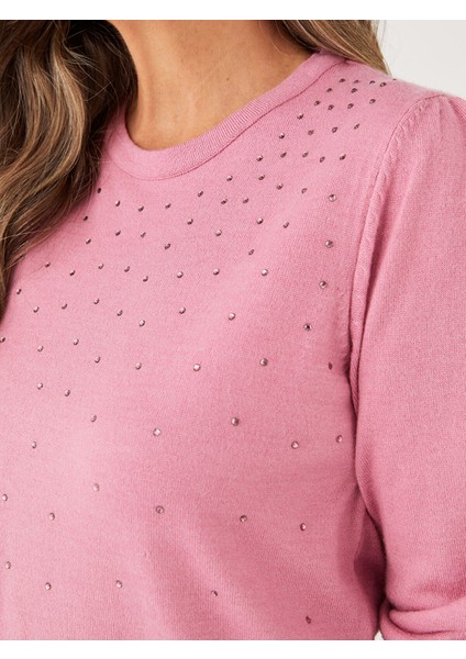 Yeni Sezon Bisiklet Yaka Taşlı Kadın Triko Kazak fırsatları