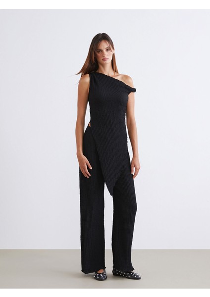 Yeni Sezon Beli Lastikli Dokulu Kadın Pantolon