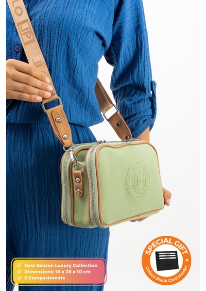 Orijinal Just Polo Collection 5 Bölmeli Lüks Yumuşak Deri Ayarlanabilir Çapraz Askılı Omuz Çantası