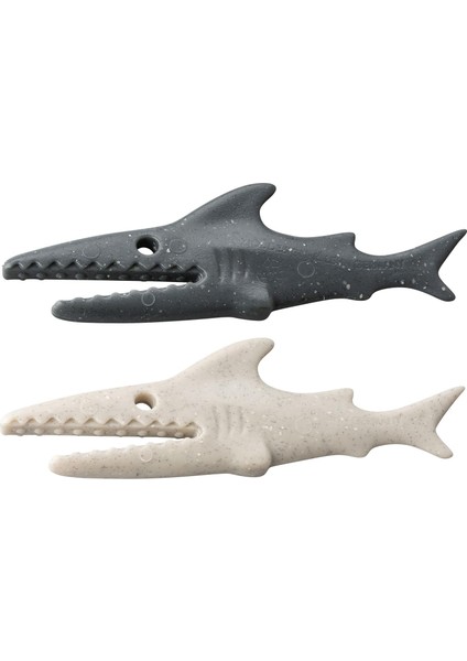 2li Köpek Balığı Klips - Gri-Bej