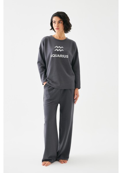 Kadın Füme Kova Burcu Oversize 2 Iplik Eşofman Ev Giyim Takımı fiyatları