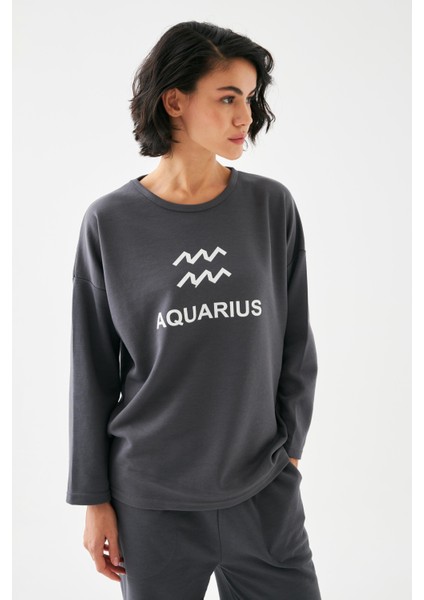 Kadın Füme Kova Burcu Oversize 2 Iplik Eşofman Ev Giyim Takımı indirimleri