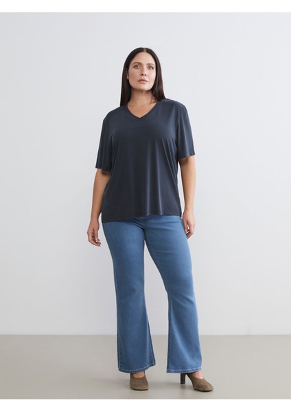 Yeni Sezon Büyük Beden V Yaka Kadın Tişört 2'li fırsatları