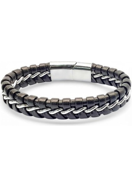 Erkek Zincir Model Çelik ve Deri Bileklik fırsatları