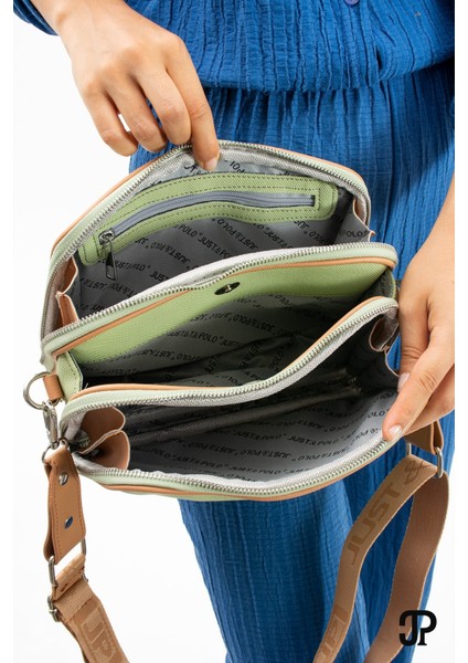 Orijinal Just Polo Collection 5 Bölmeli Lüks Yumuşak Deri Ayarlanabilir Çapraz Askılı Omuz Çantası indirimleri