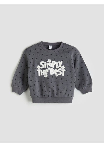 Yeni Sezon Bisiklet Yaka Puantiyeli Kız Çocuk Sweatshirt
