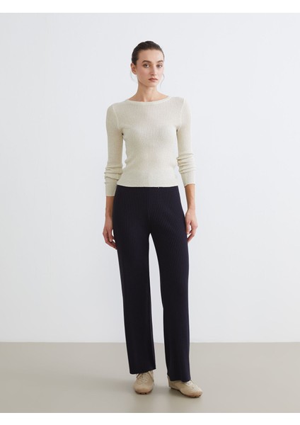 Yeni Sezon Beli Lastikli Kadın Triko Pantolon