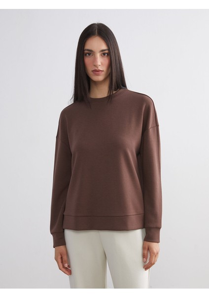 Yeni Sezon Bisiklet Yaka Oversize Kadın Sweatshirt