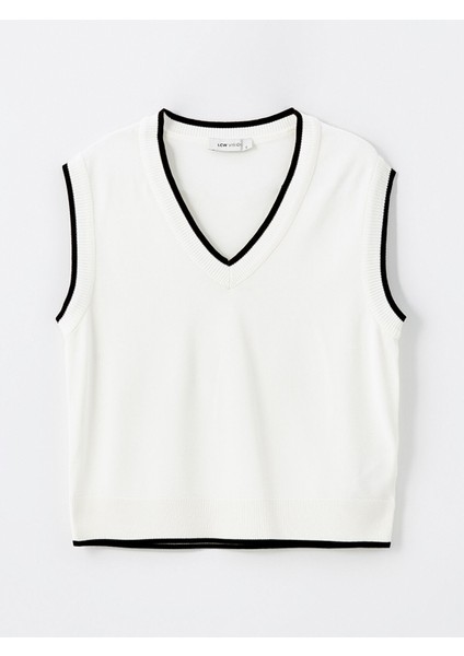 Yeni Sezon Kadın V Yaka Düz Triko Süveter indirimleri