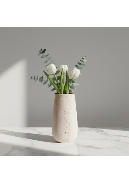 Traverten Mermer Vazo – El Yapımı Doğal Taş Dekoratif Vazo ve Modern Ev Aksesuarı indirimleri